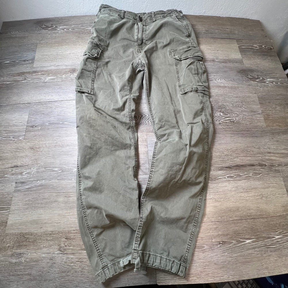 American Eagle Cargo Pants Mens 30x34 Olive Green Flex Straight Leg Utility